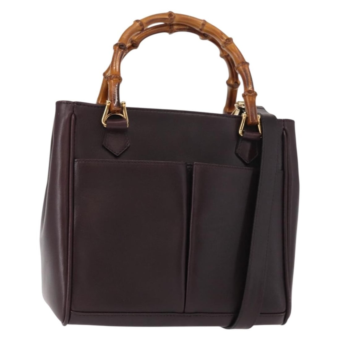 GUCCI Bamboo Leather Hand Bag Brown Gold 2-Way Authentic 151967: GUCCI Bamboo Leather Hand Bag Brown Gold 2-Way Authentic 151967 This Gucci Bamboo Hand Bag combines elegant design with practicality. Crafted in Italy, it features a stunning brown and gold leather ex