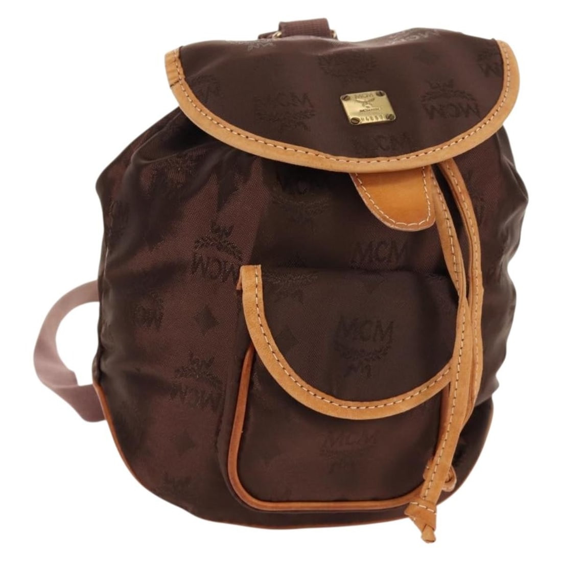 Brown Nylon MCM Vicetos Logogram Backpack Gold Tone Germany (1 of 18)