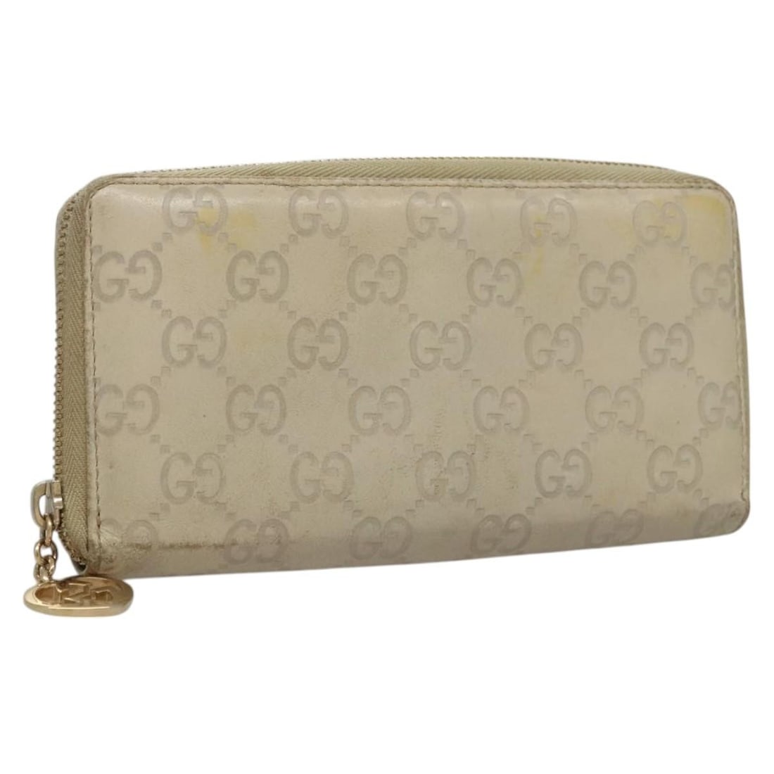 GUCCI GG Canvas Long Wallet Leather White 308005 Auth Made in Italy: GUCCI GG Canvas Long Wallet Leather White 308005 Auth Made in Italy This GUCCI Guccissima Long Wallet is a stylish accessory crafted from premium leather with a distinctive GG canvas design. The walle
