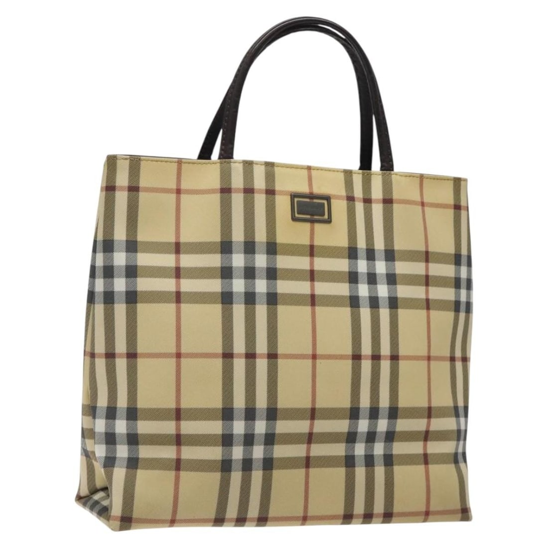 BURBERRY Nova Check Hand Bag Beige Silver PVC Authentic Italy: BURBERRY Nova Check Hand Bag Beige Silver PVC Authentic Italy This BURBERRY Nova Check Hand Bag is a stylish accessory crafted from high-quality PVC leather in a sophisticated beige and silver colorwa