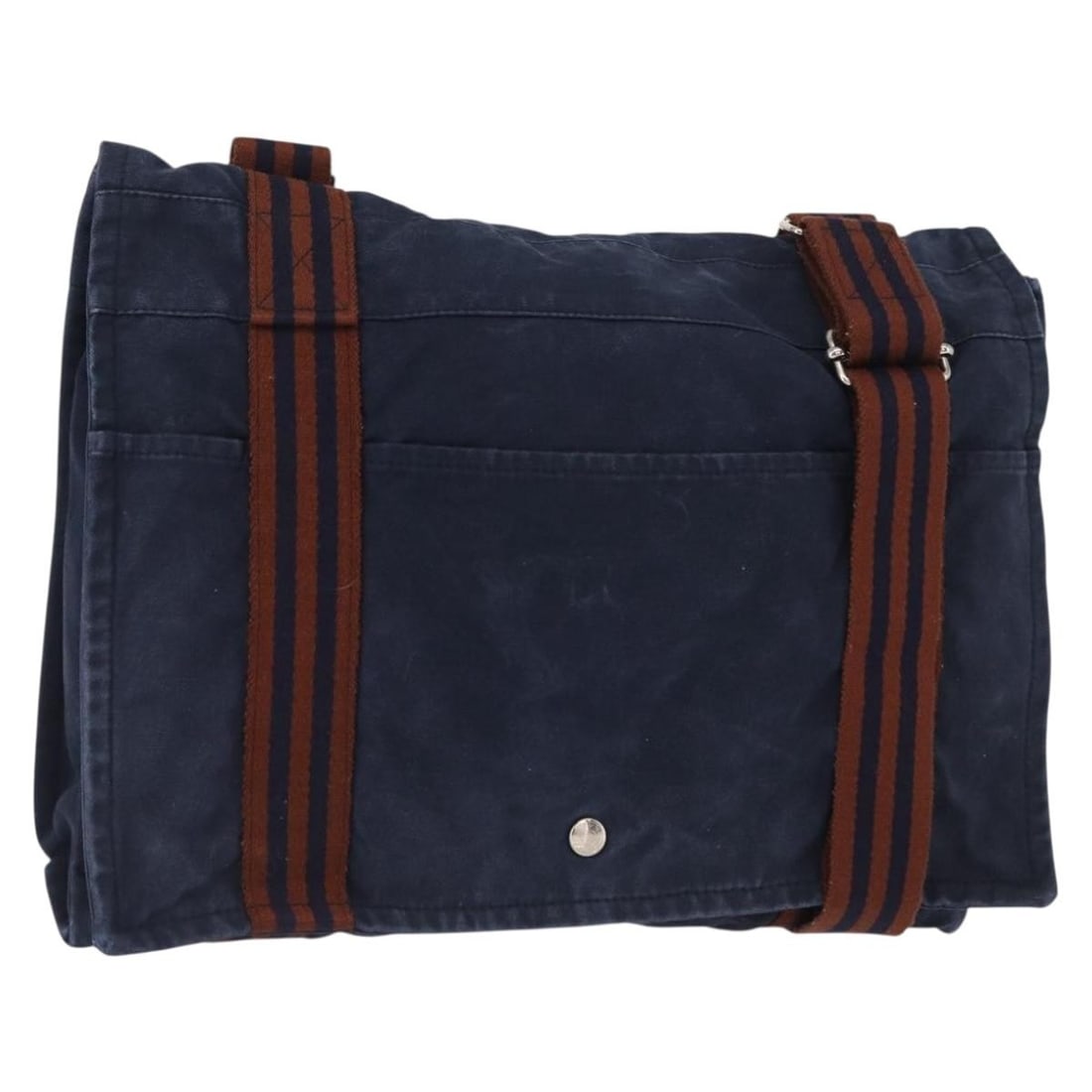 Hermes Bassus PM Navy Canvas Shoulder Bag with Silver Accents (1 of 18)