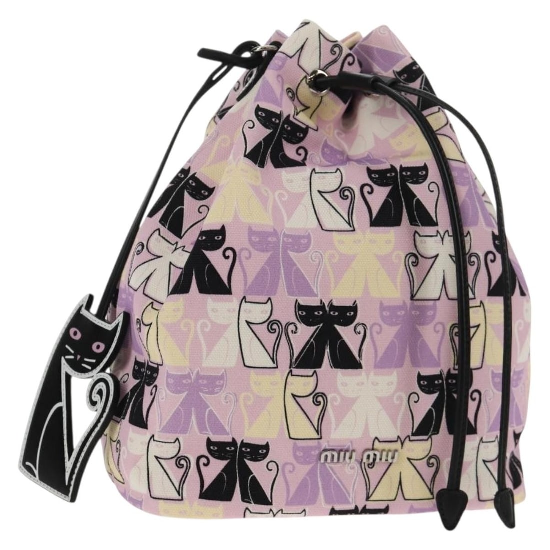 Miu Miu CANAPA CATS Pink Silver Canvas Pouch with Box: Miu Miu CANAPA CATS Pink Silver Canvas Pouch with Box Introducing the Miu Miu CANAPA CATS Pouch, a stylish accessory crafted from durable canvas in a vibrant pink and silver color combination. This po