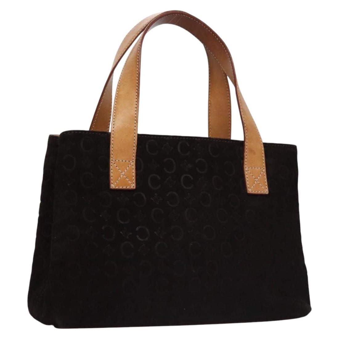 CELINE C Macadam Suede Hand Bag Dark Brown Gold Made in Italy: CELINE C Macadam Suede Hand Bag Dark Brown Gold Made in Italy This Celine C Macadam Hand Bag combines elegance and functionality with its rich dark brown suede and gold accents. Measuring approximatel