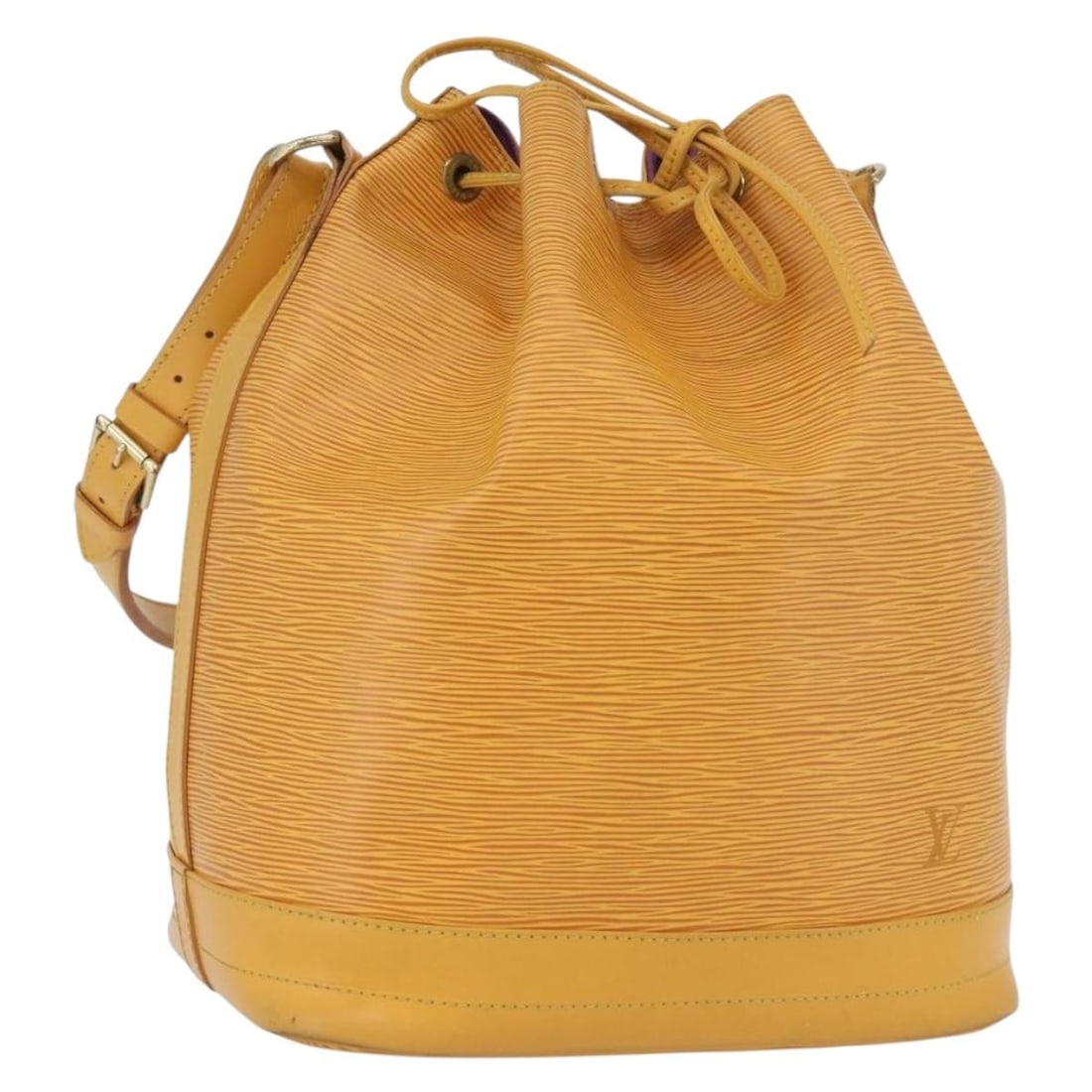 Yellow Epi Leather Petit Noe Shoulder Bag by Louis Vuitton M44109: Yellow Epi Leather Petit Noe Shoulder Bag by Louis Vuitton M44109 This Louis Vuitton Petit Noe shoulder bag is crafted from yellow Epi leather and features an adjustable shoulder strap. The bag shows