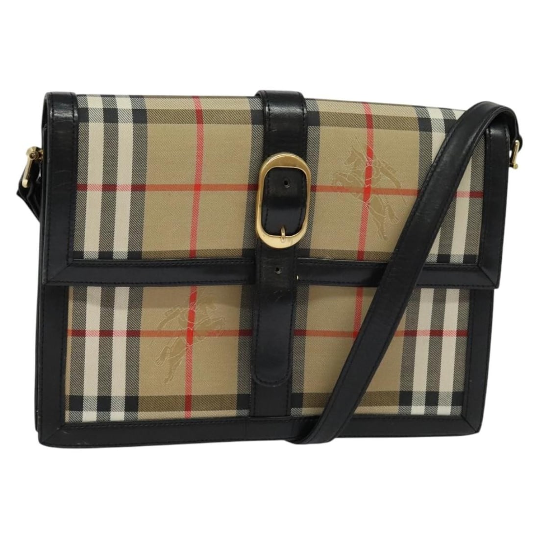 Burberrys Nova Check Canvas Shoulder Bag Beige Gold Black Auth: Burberrys Nova Check Canvas Shoulder Bag Beige Gold Black Auth This Burberrys Nova Check Shoulder Bag is a stylish accessory made from durable canvas with a chic combination of beige, gold, and black