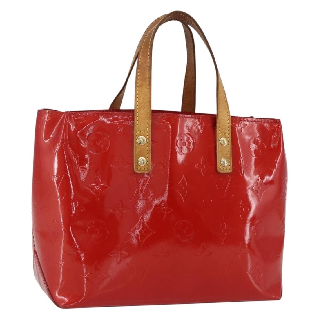 Louis Vuitton Reade PM Red Patent Leather Monogram Handbag M91088: Louis Vuitton Reade PM Red Patent Leather Monogram Handbag M91088 This Louis Vuitton Monogram Vernis Reade PM is a compact hand bag crafted from glossy patent leather in red (rouge). The bag features