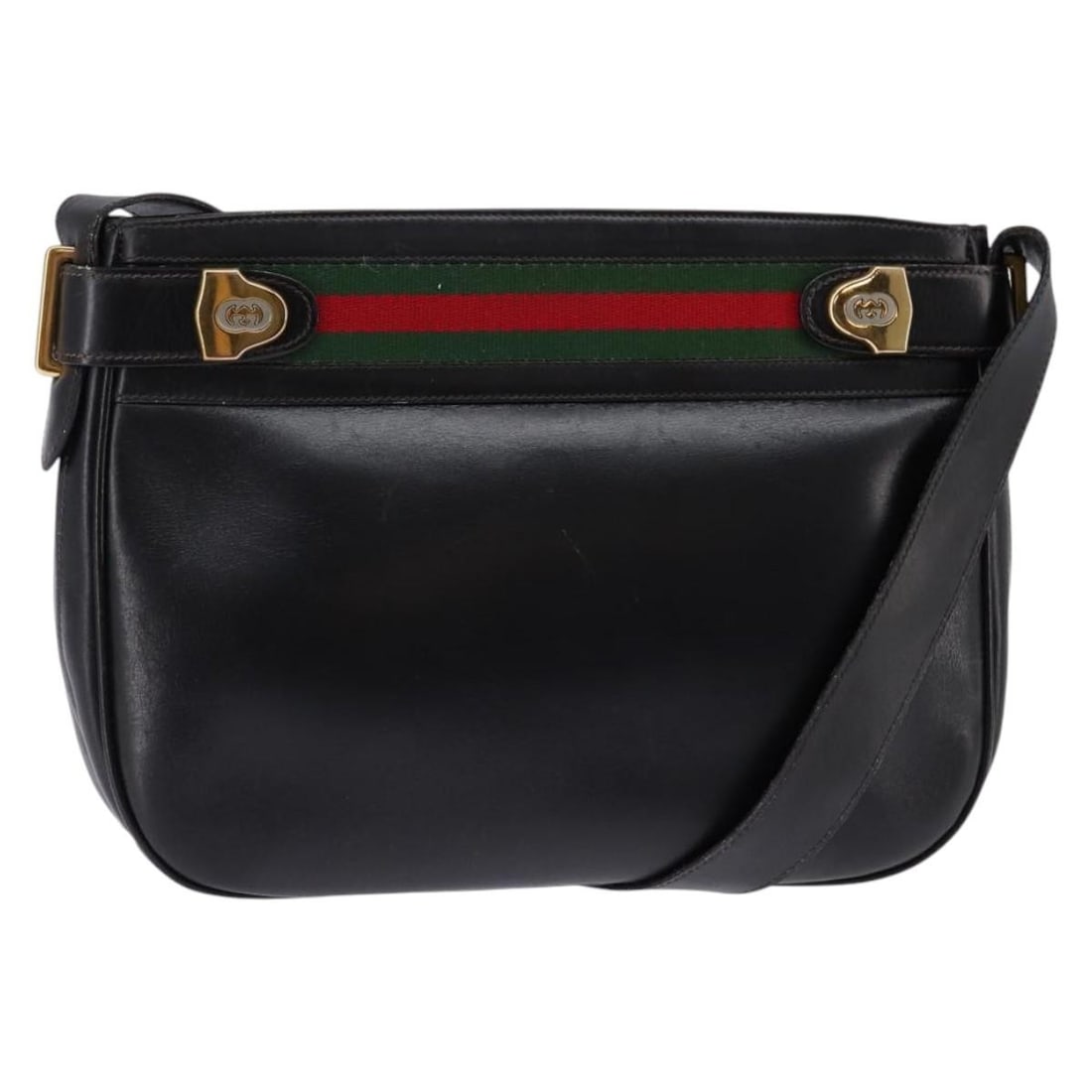 GUCCI Web Sherry Line Leather Shoulder Bag Black Gold Red 001 406 0552 Auth: GUCCI Web Sherry Line Leather Shoulder Bag Black Gold Red 001 406 0552 Auth This authentic GUCCI Web Sherry Line Shoulder Bag combines elegance with practical functionality. Crafted in Italy, this sty