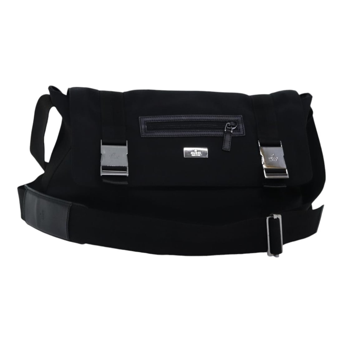 GUCCI Nylon Shoulder Bag Black Silver 122374 Made in Italy (1 of 18)