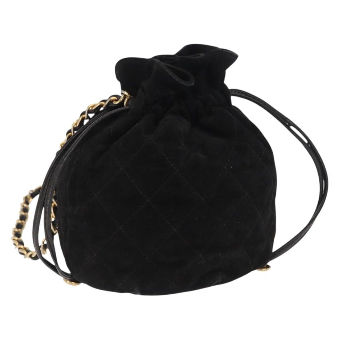Chanel Black Suede Matelasse Shoulder Bag with Gold Chain CC Italy (1 of 18)