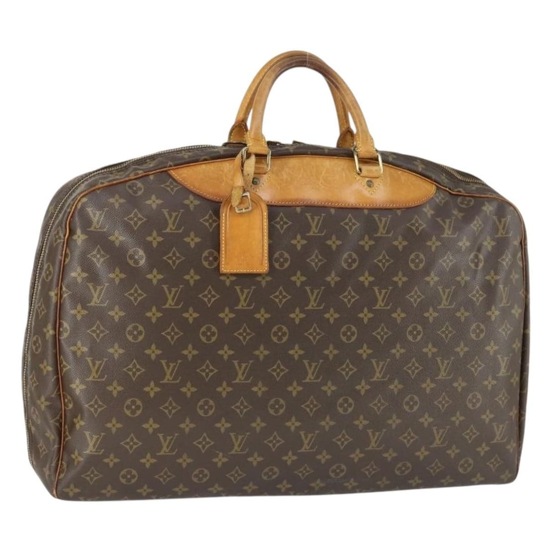 Louis Vuitton Monogram Canvas Boston Bag M41393 with Name Tag: Louis Vuitton Monogram Canvas Boston Bag M41393 with Name Tag The LOUIS VUITTON Monogram Alize 1 Posh Boston Bag (M41393) combines style and functionality, crafted from iconic Monogram Canvas. This el
