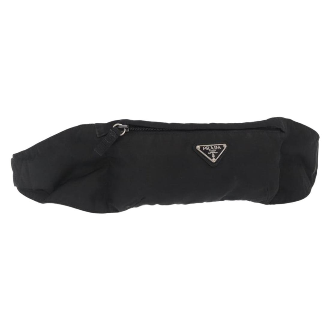 Black Nylon Prada Waist Bag Made in Italy 24x10 cm: Black Nylon Prada Waist Bag Made in Italy 24x10 cm This Prada waist bag is crafted from black nylon and manufactured in Italy. It features an adjustable shoulder strap and a compact design suitable fo