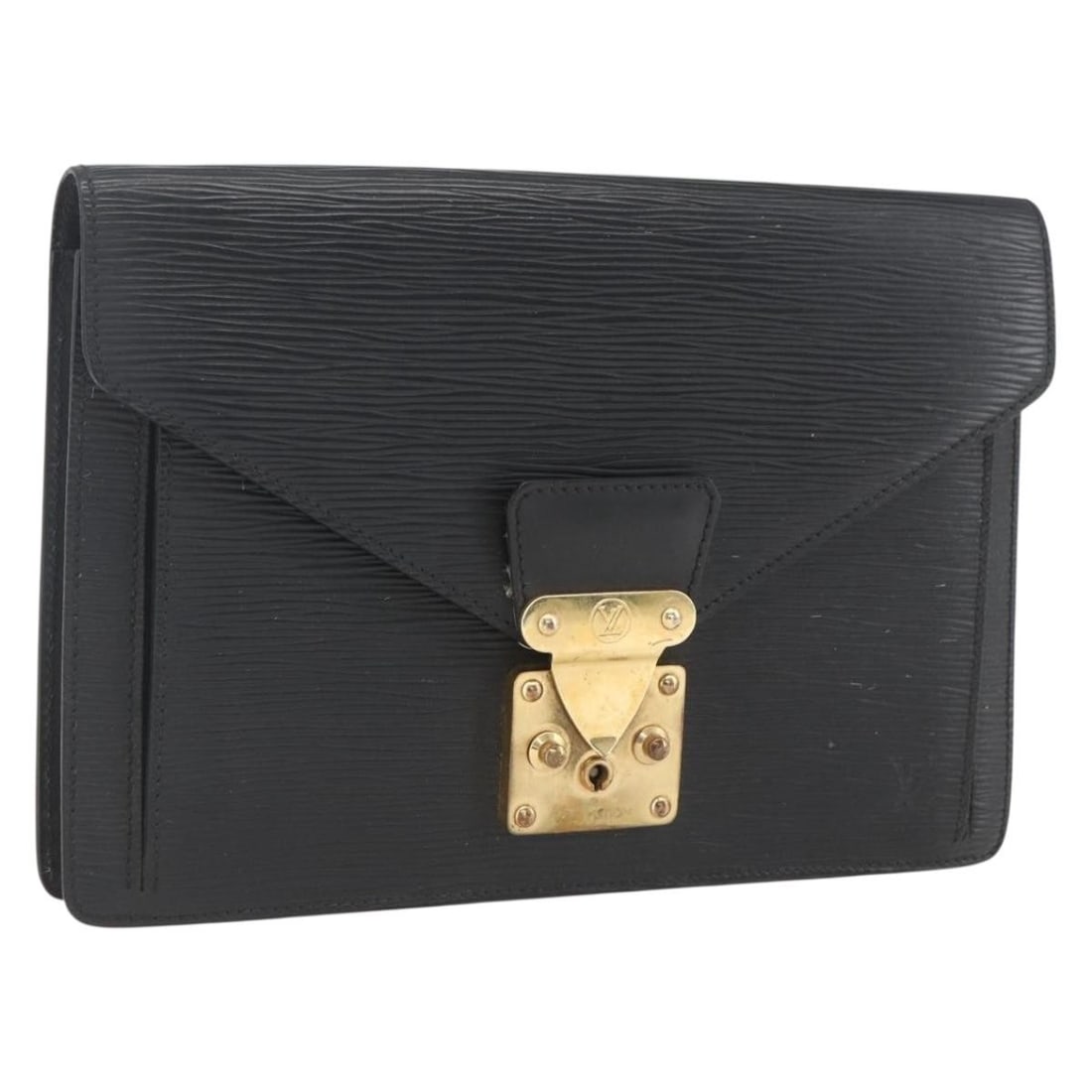 Black Epi Leather Dragonne Clutch from Louis Vuitton M52612: Black Epi Leather Dragonne Clutch from Louis Vuitton M52612 This is a Louis Vuitton Epi Serie Dragonne clutch bag in black (Noir), crafted from signature Epi leather. The bag features a structured rec