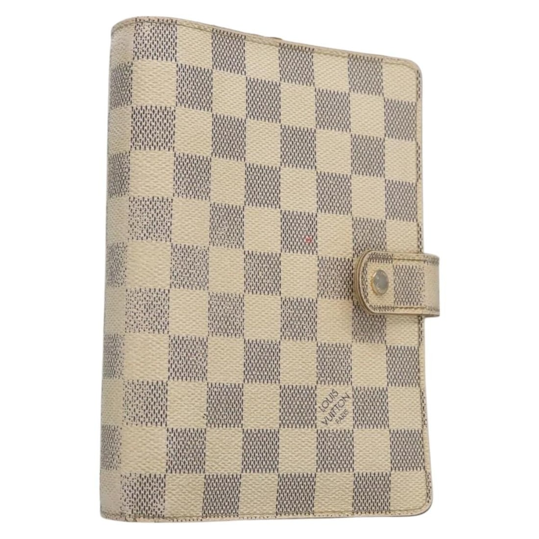 LOUIS VUITTON Damier Azur Day Planner Cover R20707 France: LOUIS VUITTON Damier Azur Day Planner Cover R20707 France This LOUIS VUITTON Damier Azur Agenda MM Day Planner Cover is a stylish and practical accessory for organizing your schedule. Crafted from dur