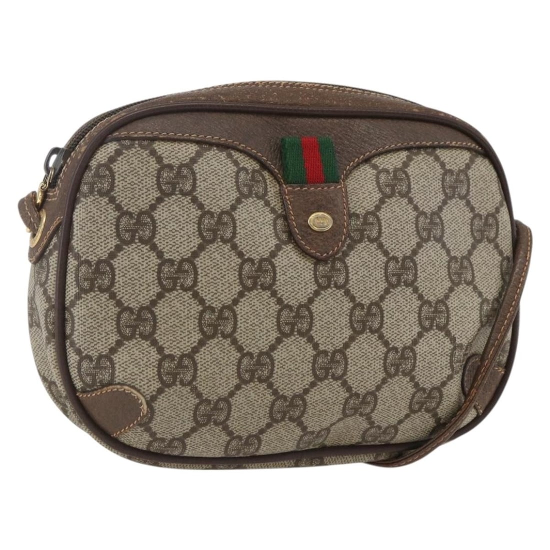 Gucci GG Supreme Beige Gold PVC Sherry Line Shoulder Bag 156 02 066: Gucci GG Supreme Beige Gold PVC Sherry Line Shoulder Bag 156 02 066 This is a GUCCI GG Supreme Web Sherry Line shoulder bag crafted from beige and gold PVC leather with GG canvas. The bag features a c