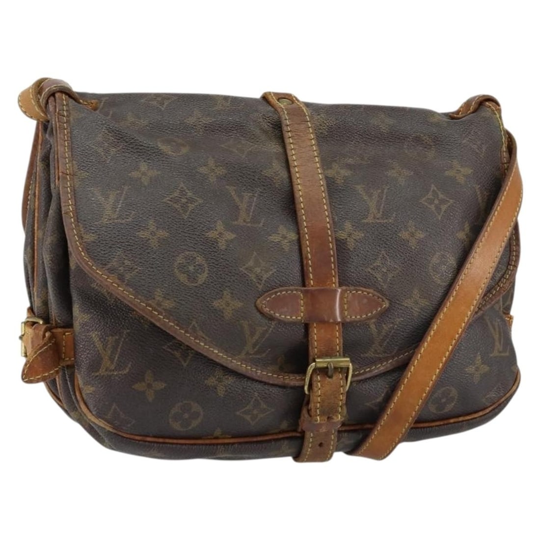 LOUIS VUITTON Monogram Saumur 30 Shoulder Bag M42256 Auth France (1 of 18)