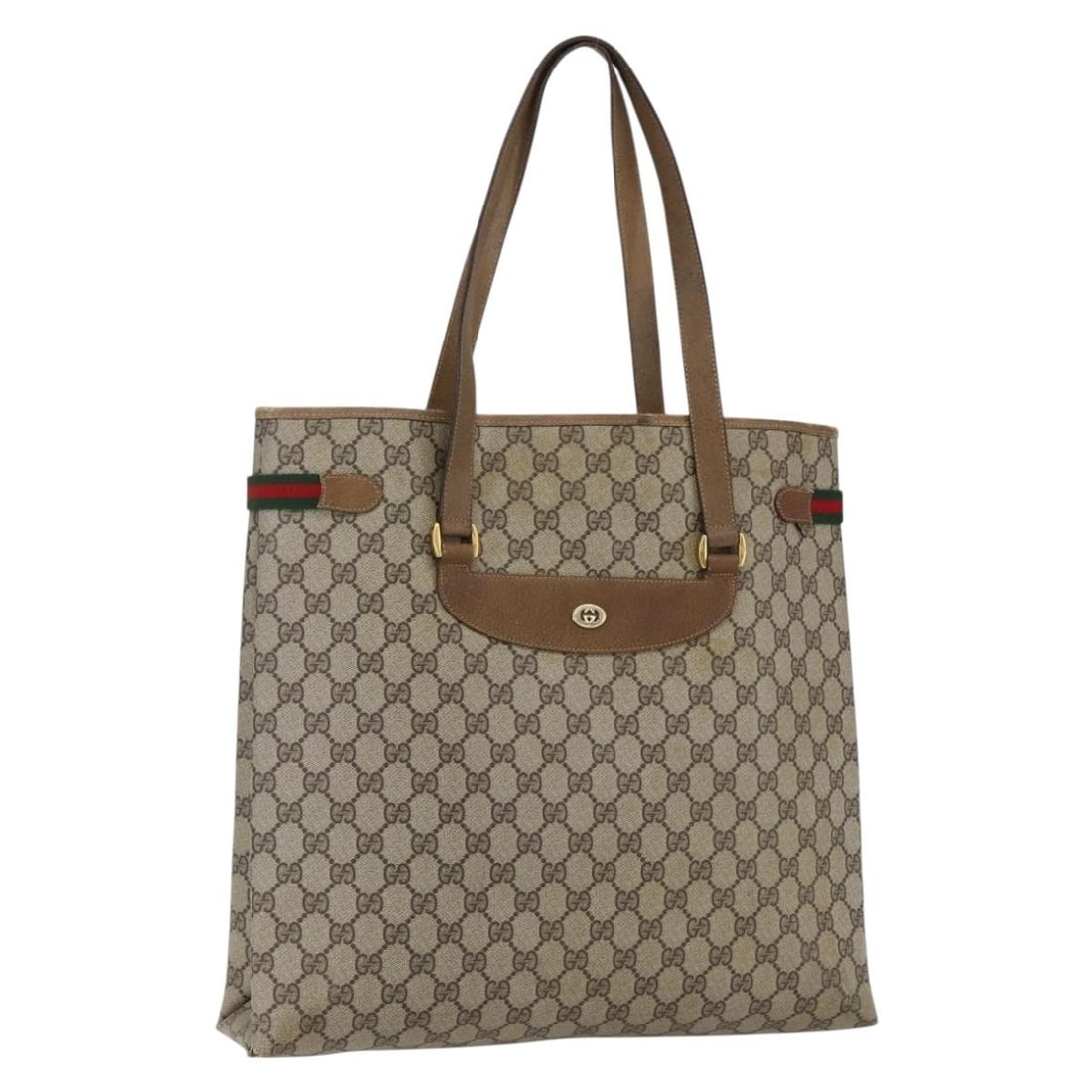 Beige PVC GG Supreme Web Tote by Gucci 39 02 091: Beige PVC GG Supreme Web Tote by Gucci 39 02 091 This is a Gucci GG Supreme Web Sherry Line tote bag crafted from beige GG canvas. The bag features dual top handles, a spacious interior, and signature