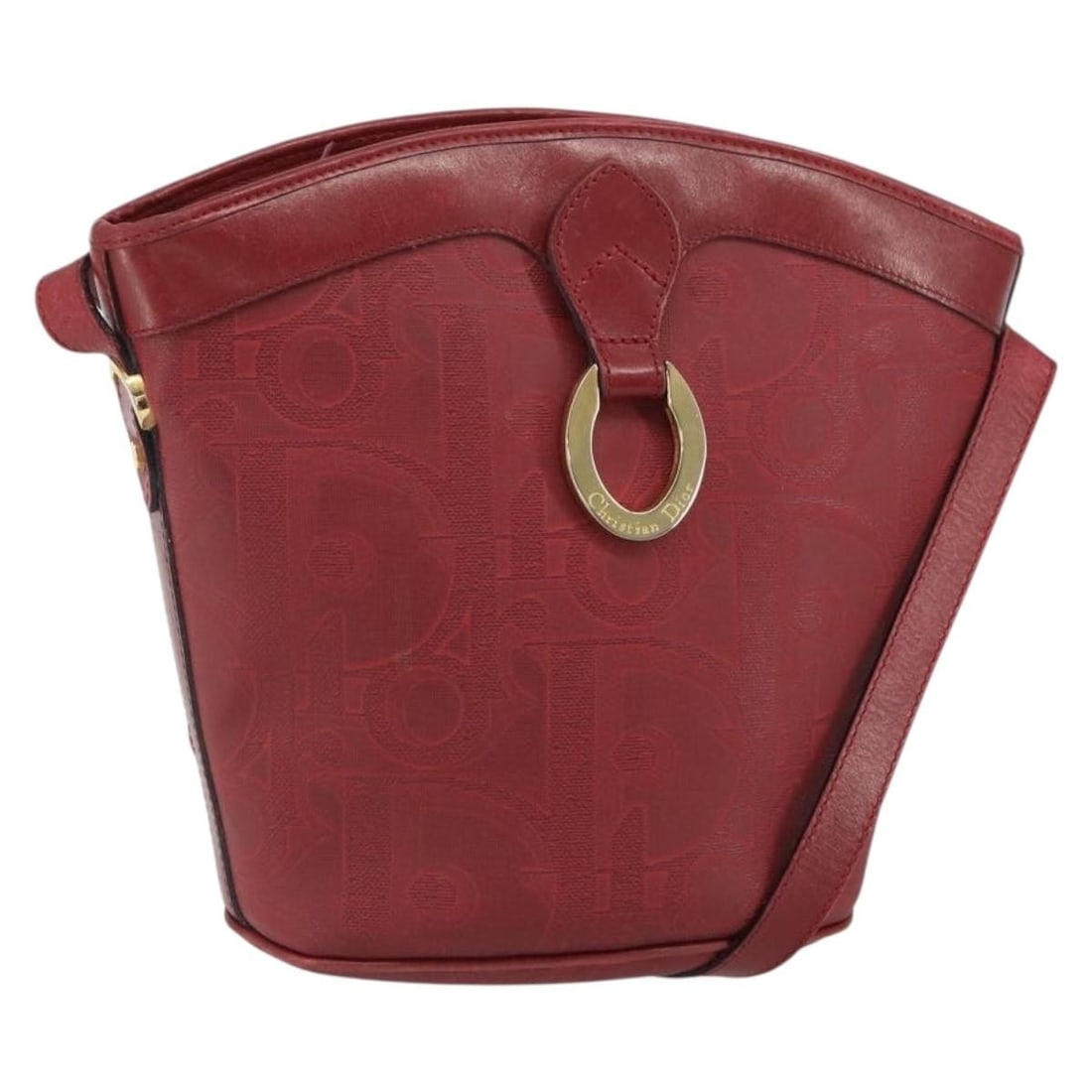 Red Trotter Canvas PVC Shoulder Bag by Christian Dior Gold Accents: Red Trotter Canvas PVC Shoulder Bag by Christian Dior Gold Accents This Christian Dior Trotter Canvas shoulder bag features a red and gold PVC leather exterior with the iconic Trotter canvas motif. Th