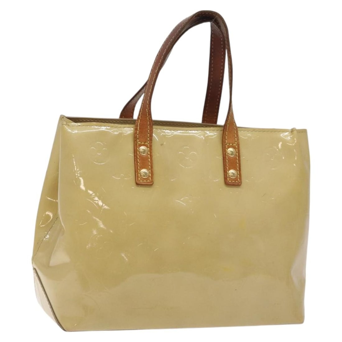 LOUIS VUITTON Monogram Vernis Reade PM Hand Bag Beige M91334 Auth: LOUIS VUITTON Monogram Vernis Reade PM Hand Bag Beige M91334 Auth This Louis Vuitton Monogram Vernis Reade PM Hand Bag in a chic beige hue is crafted from high-quality patent leather, embodying elegan