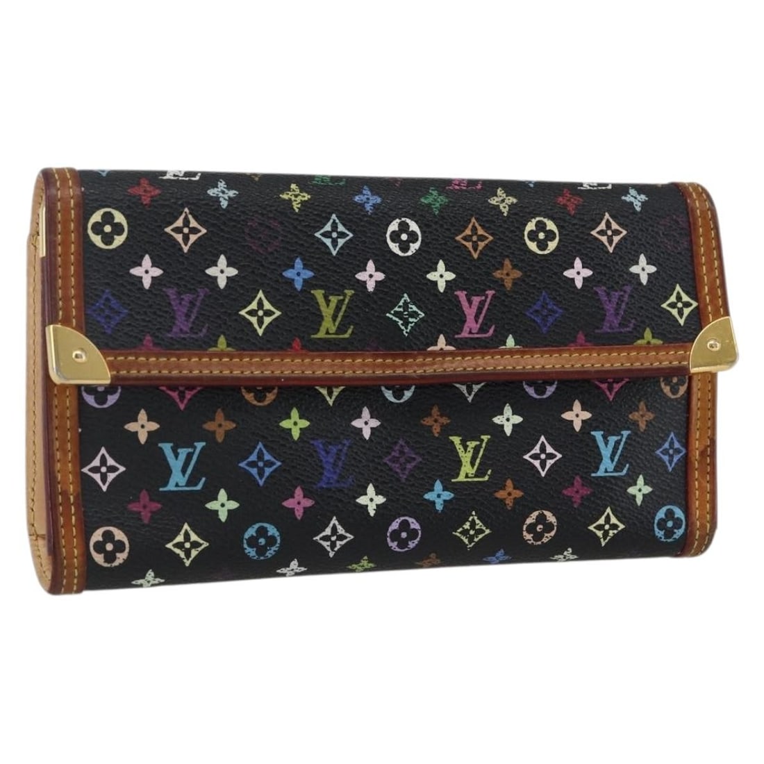 Louis Vuitton Multicolor Monogram Long Wallet Black Canvas M92658 France: Louis Vuitton Multicolor Monogram Long Wallet Black Canvas M92658 France This is a Louis Vuitton Monogram Multicolor Porte Tresor long wallet in black. Crafted from Monogram Multicolor canvas, this wa
