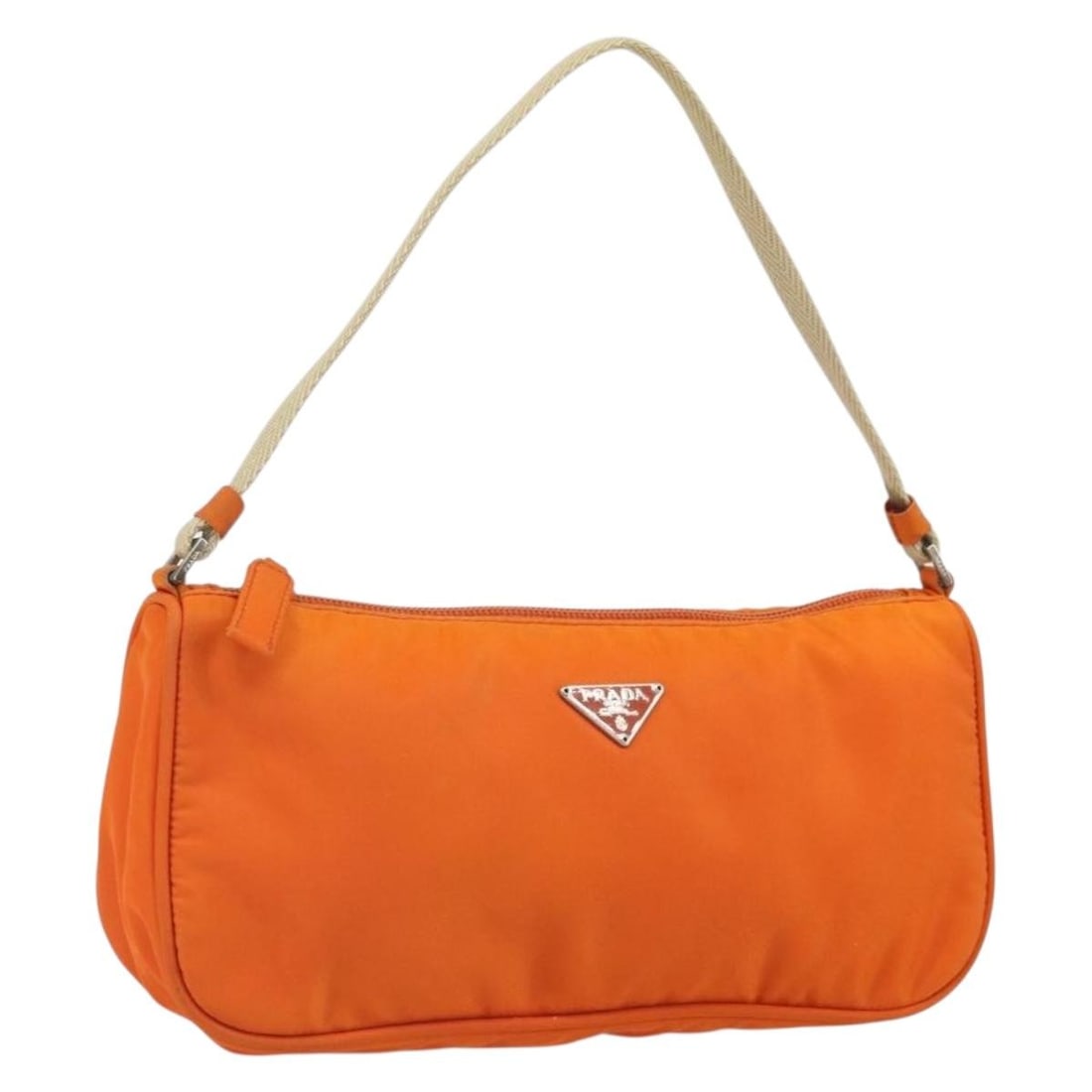 Prada Orange Nylon Accessory Pouch with Silver Details Made in Italy (1 of 18)