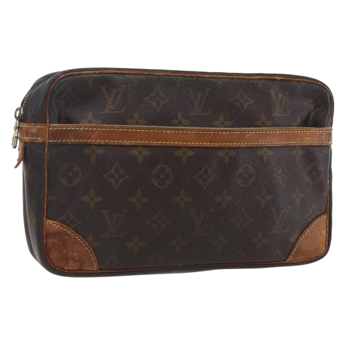 Louis Vuitton Compiegne 28 Monogram Canvas Clutch Bag M51845 France: Louis Vuitton Compiegne 28 Monogram Canvas Clutch Bag M51845 France This Louis Vuitton Compiegne 28 clutch bag is crafted from signature Monogram canvas and was made in France. The bag features a clas
