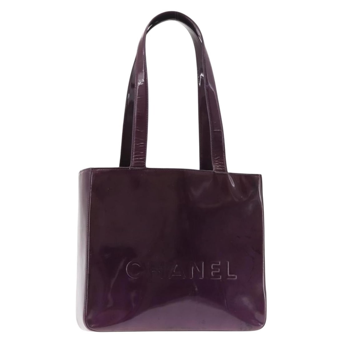 CHANEL Purple Gold Patent Leather Tote Bag France Auth bs29957: CHANEL Purple Gold Patent Leather Tote Bag France Auth bs29957 This authentic CHANEL Tote Bag is a stylish accessory crafted from luxurious patent leather in a vibrant purple and gold color combinatio
