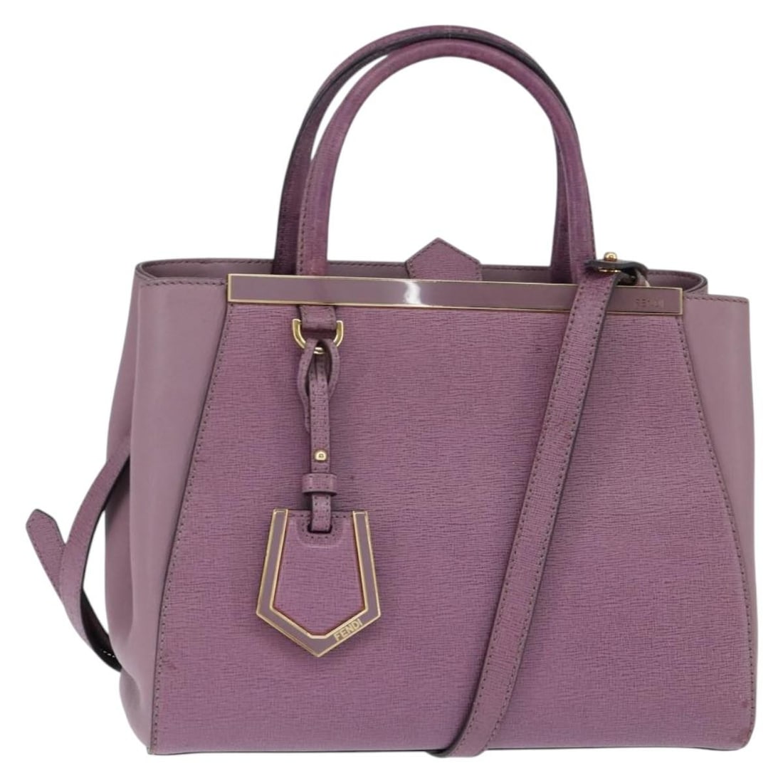 FENDI Petite 2JOURS Leather Handbag Purple Gold Made in Italy (1 of 18)