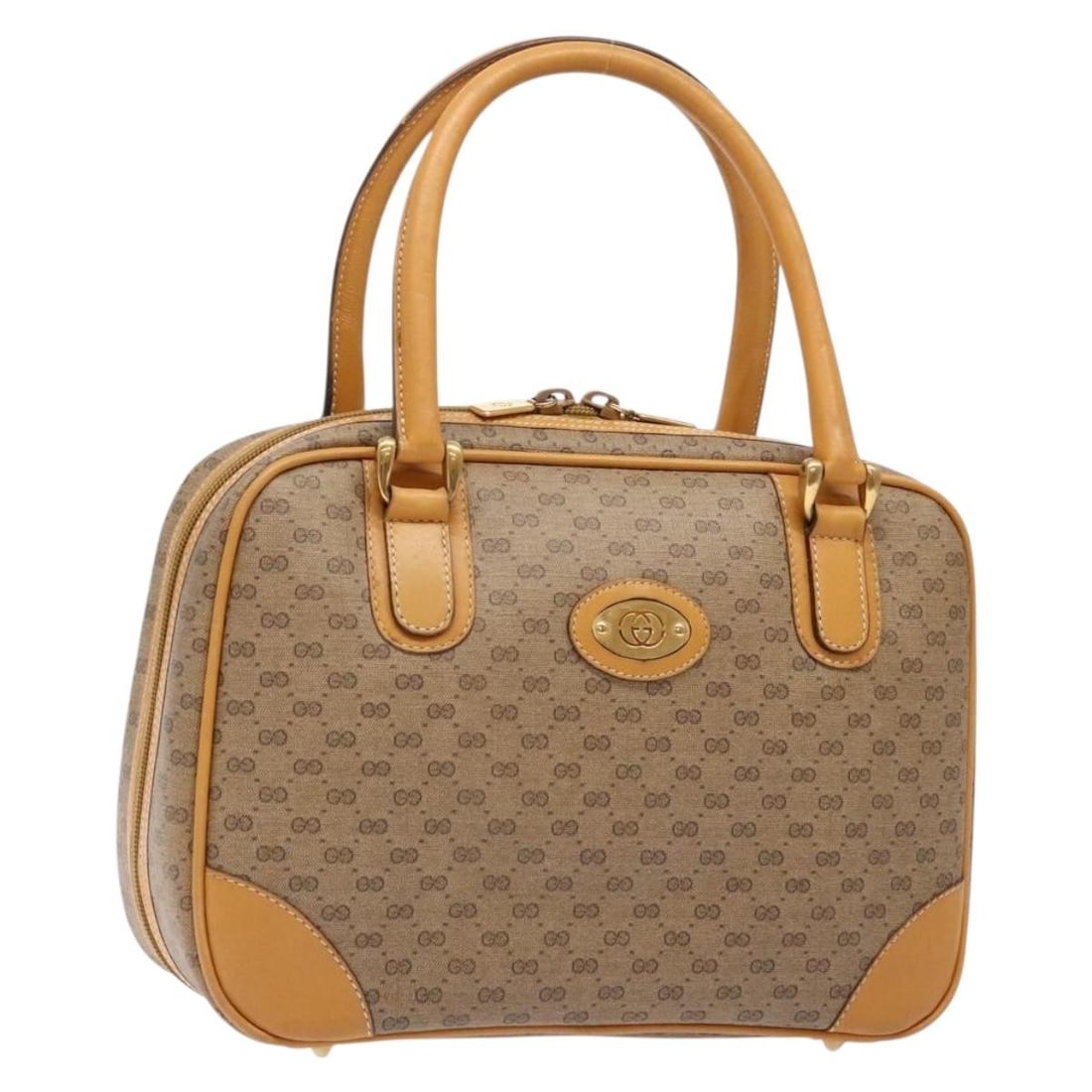 GUCCI Micro GG Supreme Hand Bag Beige Gold PVC Auth 000 104 0030: GUCCI Micro GG Supreme Hand Bag Beige Gold PVC Auth 000 104 0030 This authentic GUCCI Micro GG Supreme Hand Bag is crafted from high-quality PVC leather in a chic beige and gold color combination. Des