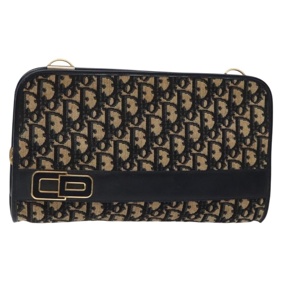 Christian Dior Navy Gold Trotter Canvas Clutch Bag Authenticated: Christian Dior Navy Gold Trotter Canvas Clutch Bag Authenticated This elegant Christian Dior Trotter Canvas Clutch Bag features a stylish navy and gold color scheme, perfect for any occasion. Crafted
