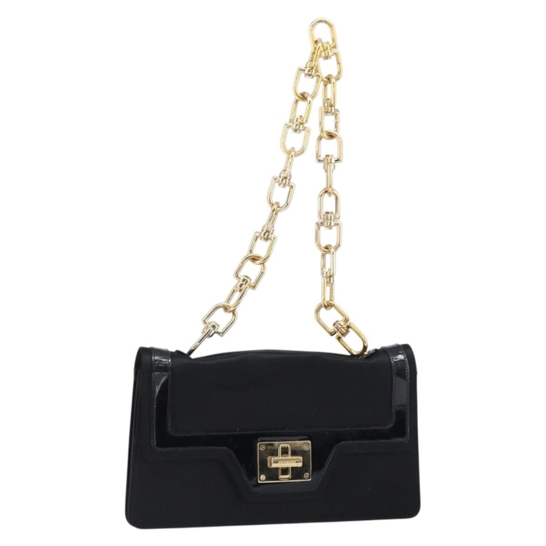 GIVENCHY Black Gold Satin Chain Shoulder Bag Auth KA890: GIVENCHY Black Gold Satin Chain Shoulder Bag Auth KA890 This GIVENCHY Chain Shoulder Bag is a stylish accessory crafted from luxurious satin in a striking black and gold color combination. Designed fo