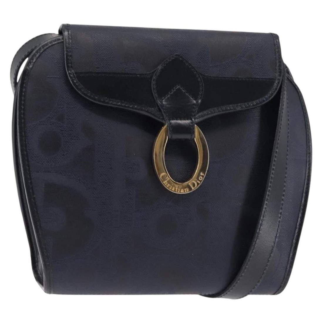 Christian Dior Navy Trotter Canvas Shoulder Bag PVC Leather: Christian Dior Navy Trotter Canvas Shoulder Bag PVC Leather Elevate your style with this authentic Christian Dior Trotter Canvas Shoulder Bag, expertly crafted in France. This chic shoulder bag featur