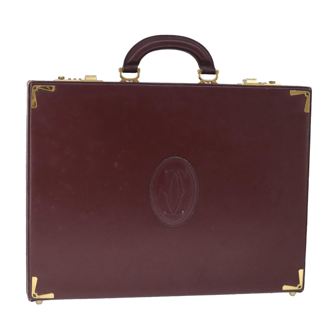 CARTIER Bordeaux Gold Leather Trunk Bag with Guarantee Card (1 of 18)