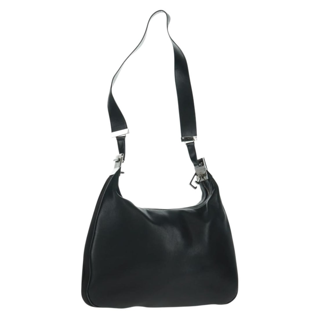 Black Leather GUCCI Shoulder Bag 001 3341 3444 Silver Accents Italy (1 of 18)