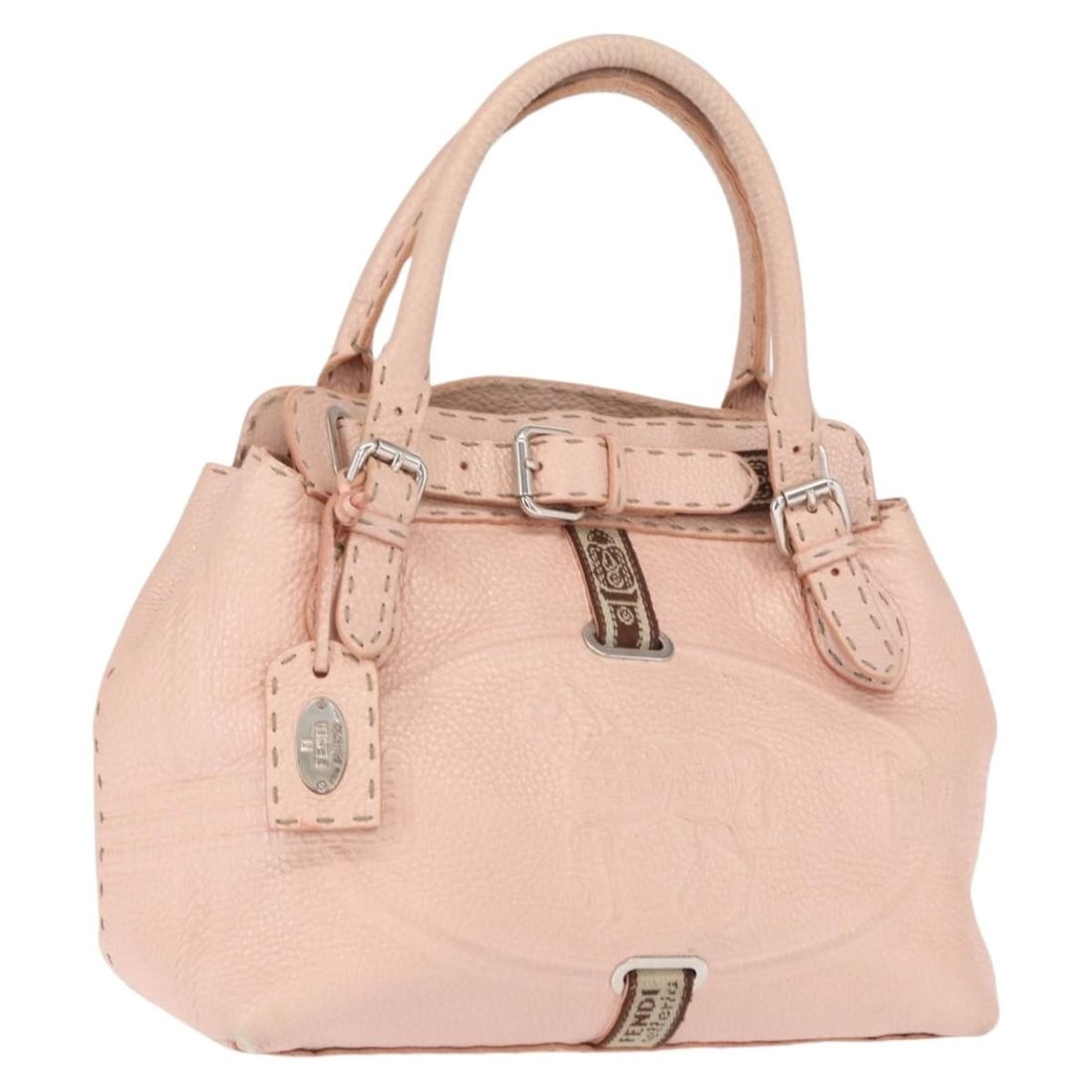 Fendi Villa Borghese Celeria Pink Leather Silver Tone Italian Handbag (1 of 18)