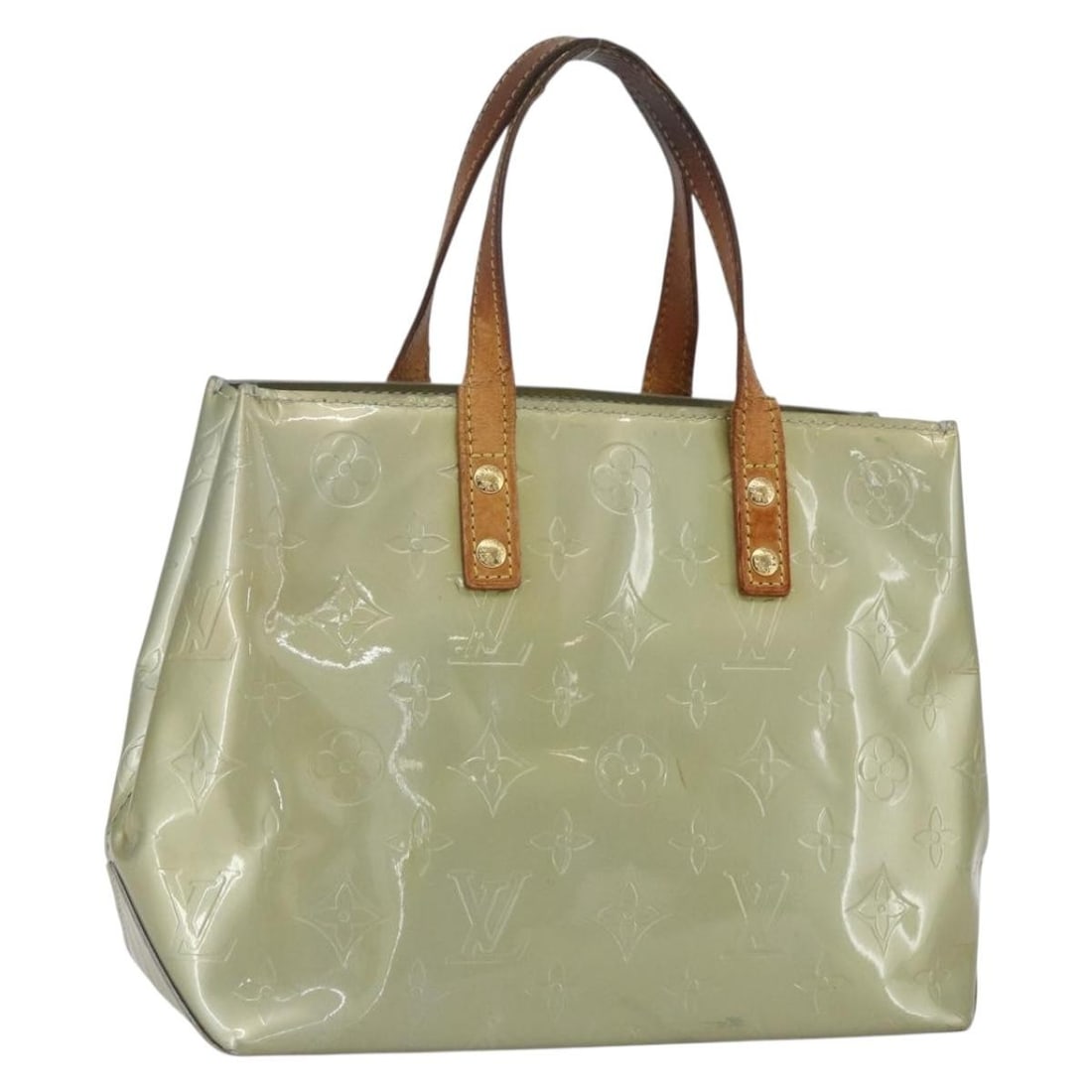Louis Vuitton Reade PM Gris Patent Leather Handbag Monogram Vernis M91145: Louis Vuitton Reade PM Gris Patent Leather Handbag Monogram Vernis M91145 This Louis Vuitton Monogram Vernis Reade PM handbag in Gris is crafted from patent leather and was made in France. The bag fea