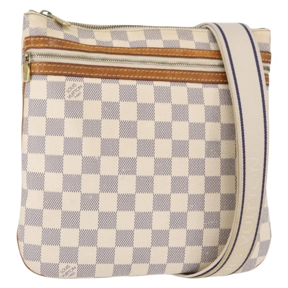 LOUIS VUITTON Damier Azur Pochette Bosphore Shoulder Bag N51112: LOUIS VUITTON Damier Azur Pochette Bosphore Shoulder Bag N51112 This LOUIS VUITTON Damier Azur Pochette Bosphore Shoulder Bag (N51112) is an elegant accessory crafted from the signature Damier Azur ca
