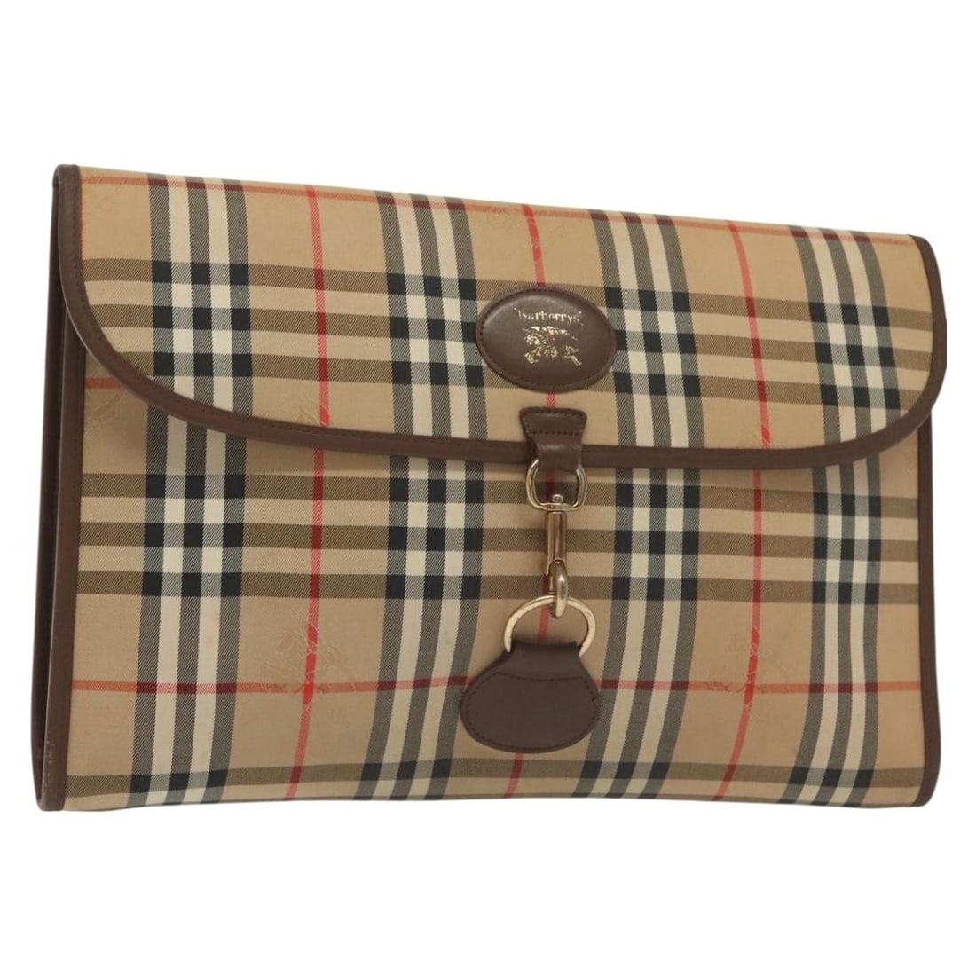 Burberrys Nova Check Beige Gold Canvas Clutch Bag Authentic (1 of 18)