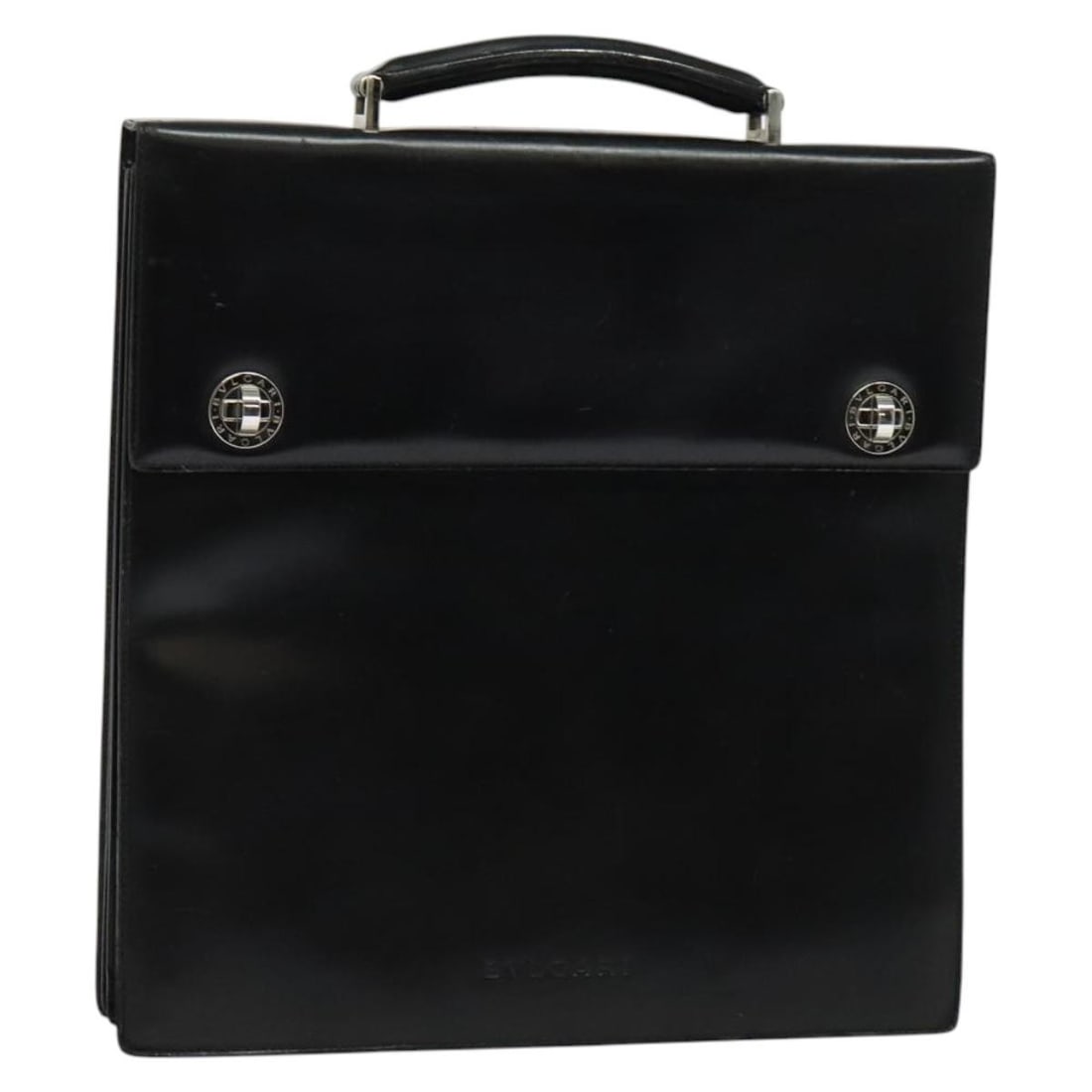 BVLGARI Black Silver Leather Business Bag Made in Italy: BVLGARI Black Silver Leather Business Bag Made in Italy This BVLGARI Business Bag is crafted from high-quality leather in a sleek black and silver color scheme, making it an elegant accessory for prof