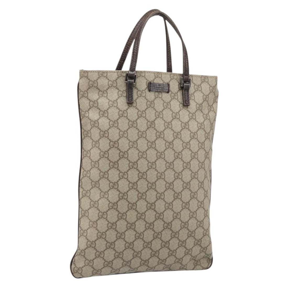 Gucci GG Supreme Beige Silver PVC Leather Handbag Model 117551 Italy: Gucci GG Supreme Beige Silver PVC Leather Handbag Model 117551 Italy This is a GUCCI GG Supreme handbag crafted from beige and silver PVC leather with GG canvas detailing. The bag features a structure