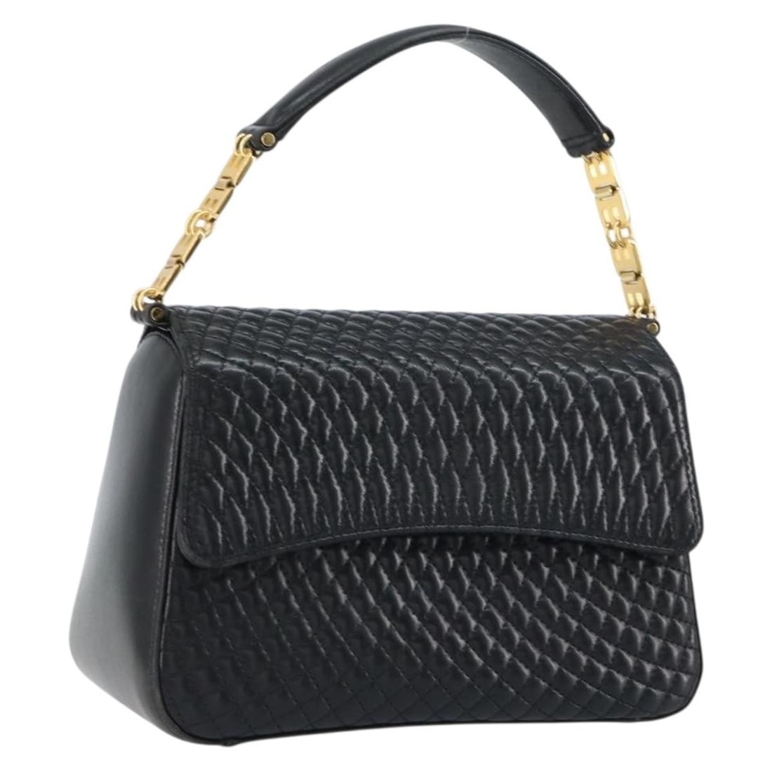 BALLY Black Leather Handbag with Gold Tone Accents Made in Italy (1 of 18)