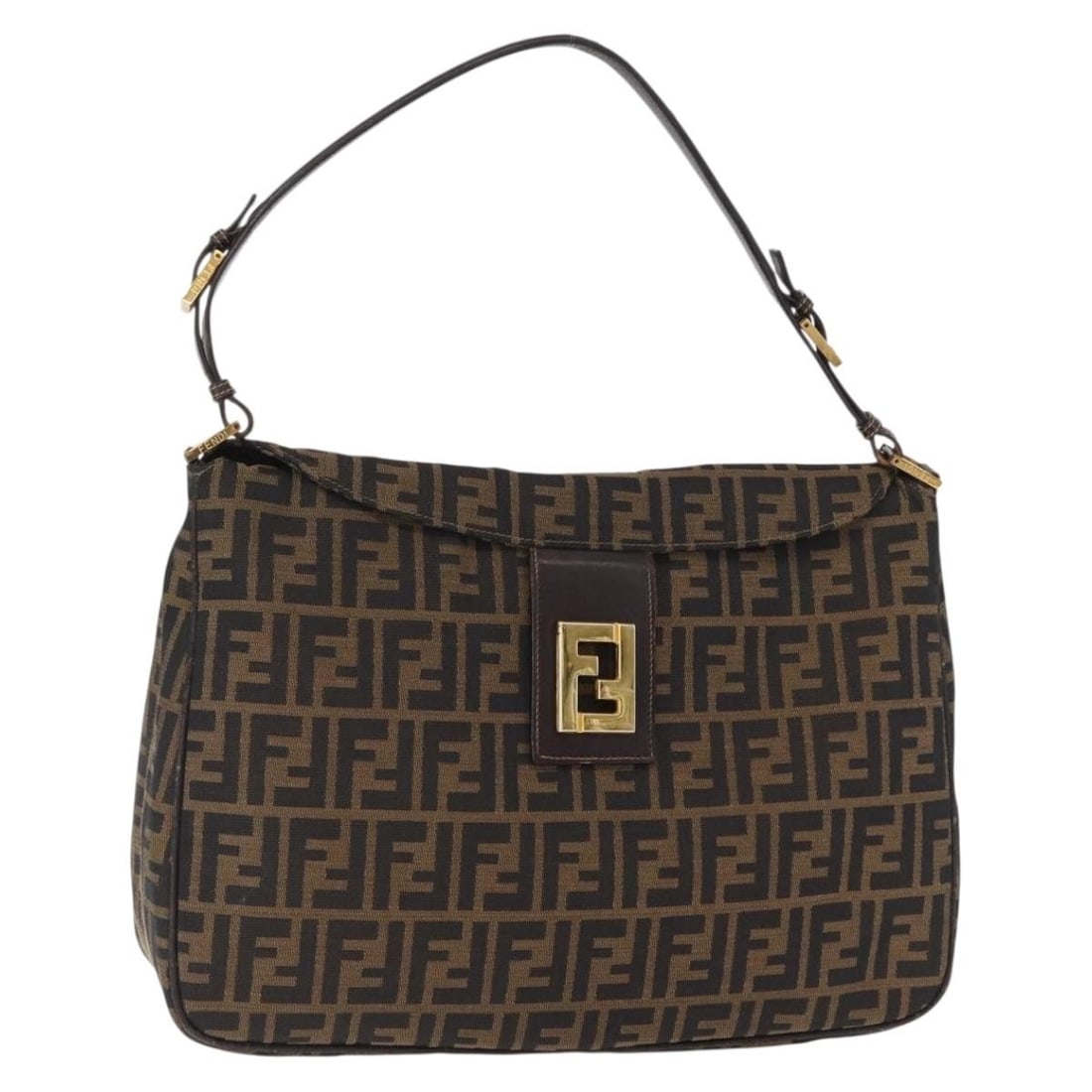 Fendi Zucca Canvas Black Brown Italian Shoulder Bag (1 of 18)