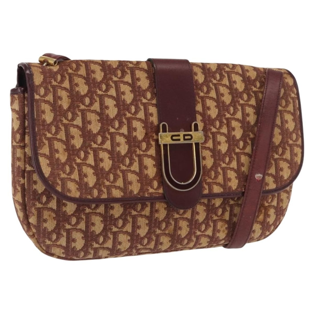 Red Gold Trotter Canvas Shoulder Bag by Christian Dior: Red Gold Trotter Canvas Shoulder Bag by Christian Dior This Christian Dior shoulder bag features the iconic Trotter canvas in red and gold tones. Made in France, it is designed with a practical should