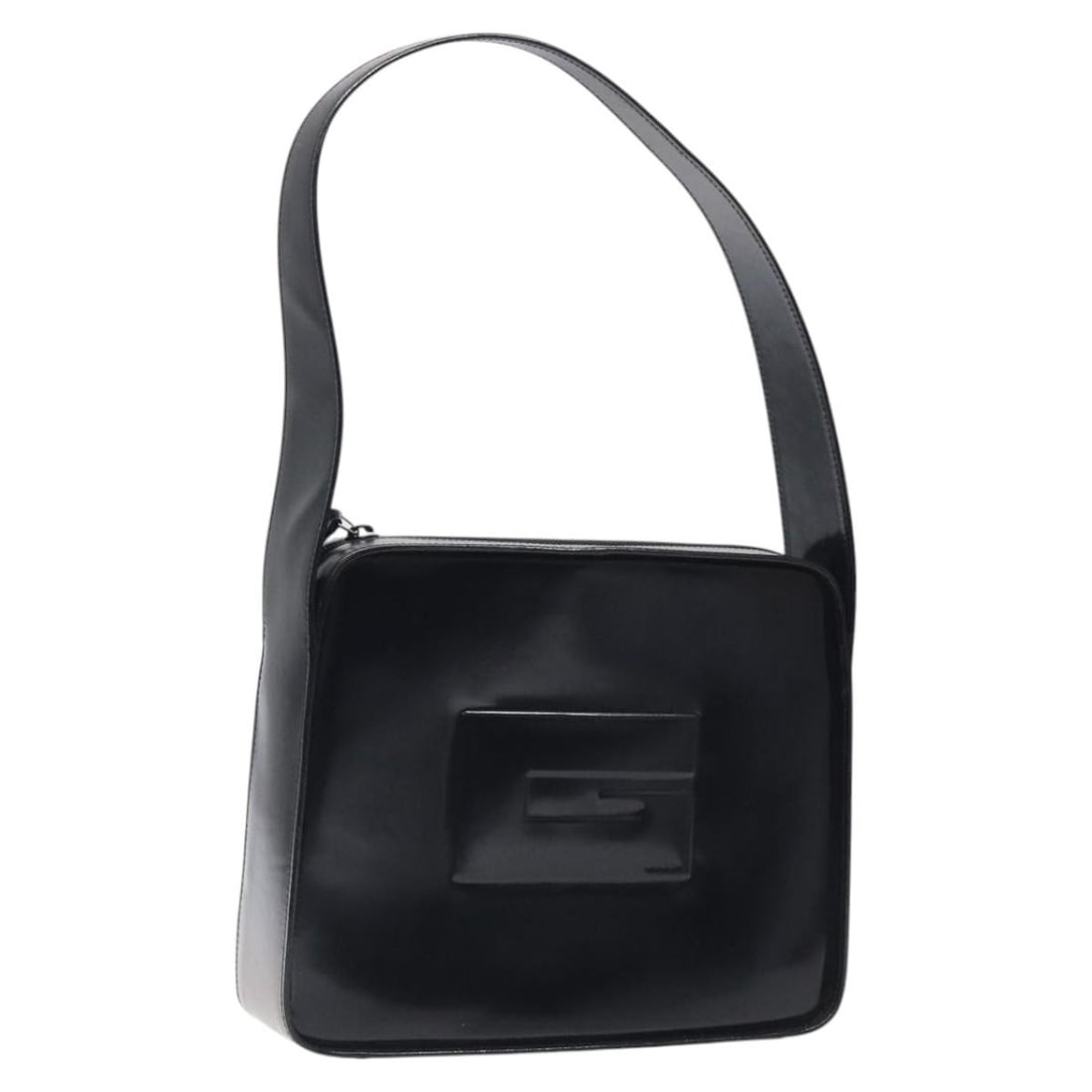GUCCI 001 3032 Black Silver Patent Leather Shoulder Bag Made in Italy: GUCCI 001 3032 Black Silver Patent Leather Shoulder Bag Made in Italy This elegant GUCCI Shoulder Bag showcases a sleek design in black patent leather with silver accents, perfect for adding a touch o