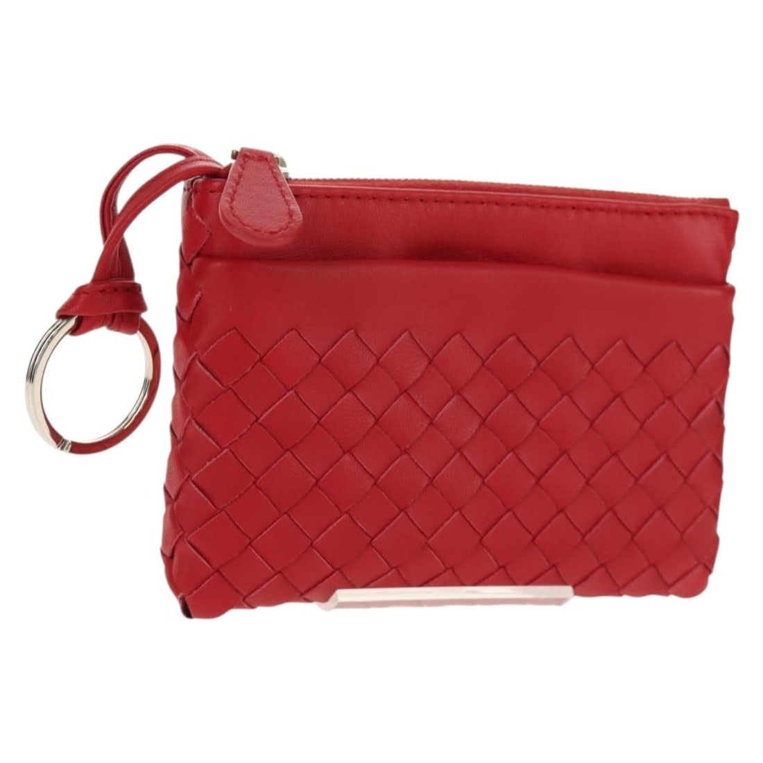 Bottega Veneta Intrecciato Red Leather Wallet with Dust Bag: Bottega Veneta Intrecciato Red Leather Wallet with Dust Bag This Bottega Veneta Intrecciato Wallet is crafted from high-quality leather in a striking red hue. Made in Italy, this wallet features a sle