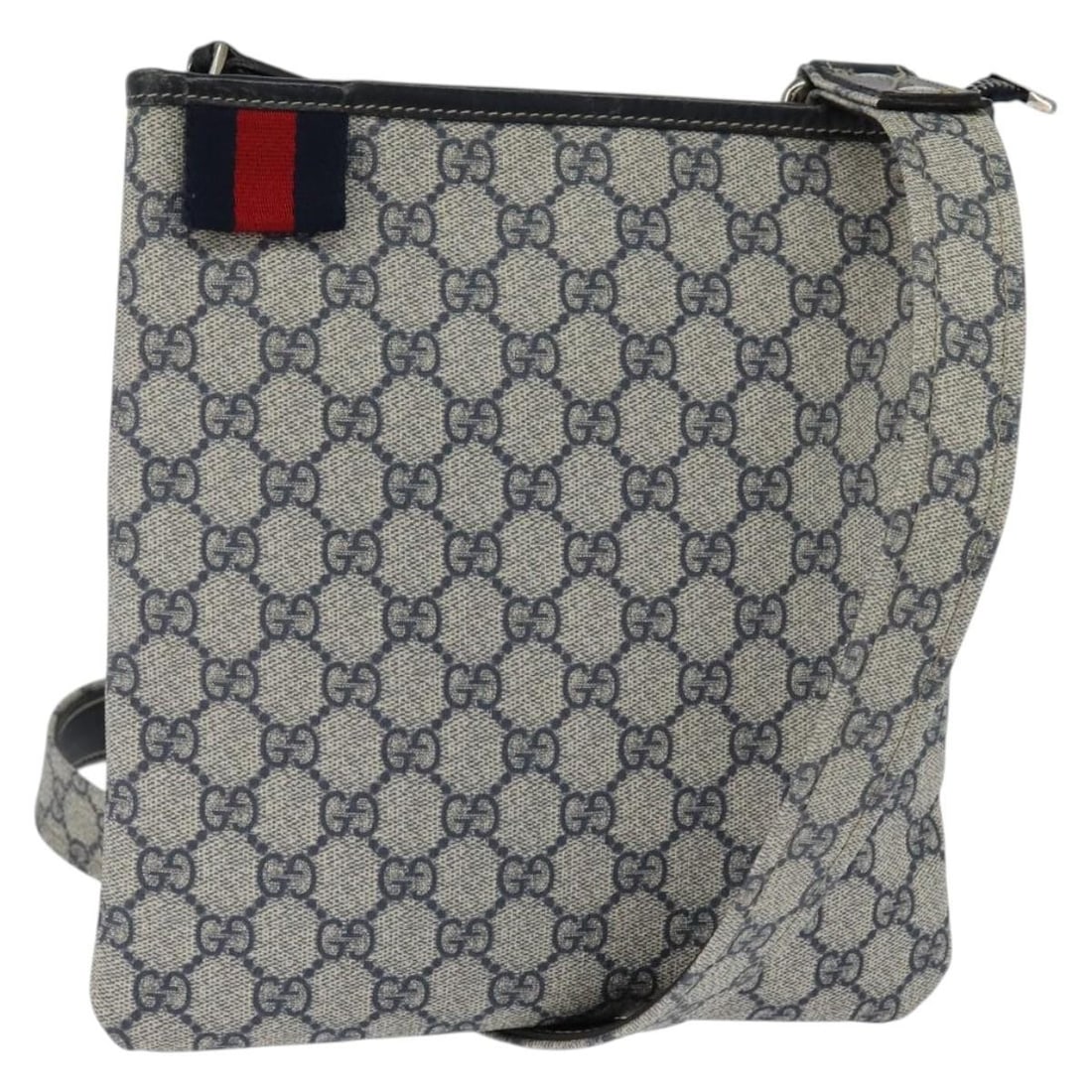 GUCCI GG Supreme Sherry Shoulder Bag PVC Navy Silver 246413 Auth: GUCCI GG Supreme Sherry Shoulder Bag PVC Navy Silver 246413 Auth This GUCCI GG Supreme Sherry Line Shoulder Bag is a stylish accessory that combines elegance with functionality. Crafted from durable P