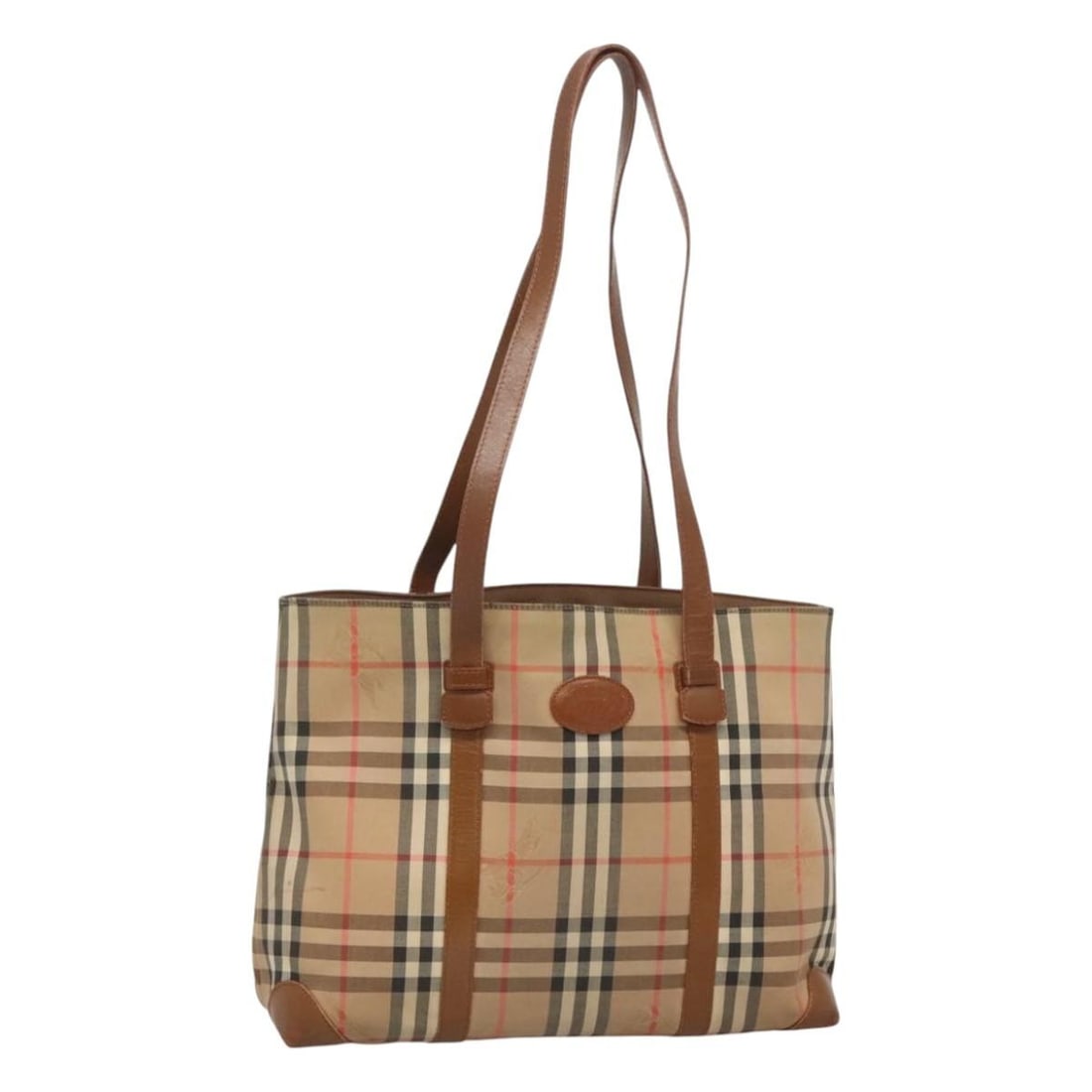 Beige Canvas Shoulder Bag by Burberrys with Nova Check Pattern: Beige Canvas Shoulder Bag by Burberrys with Nova Check Pattern This Burberrys shoulder bag features the iconic Nova Check pattern in beige canvas. Designed with a spacious interior and a comfortable s