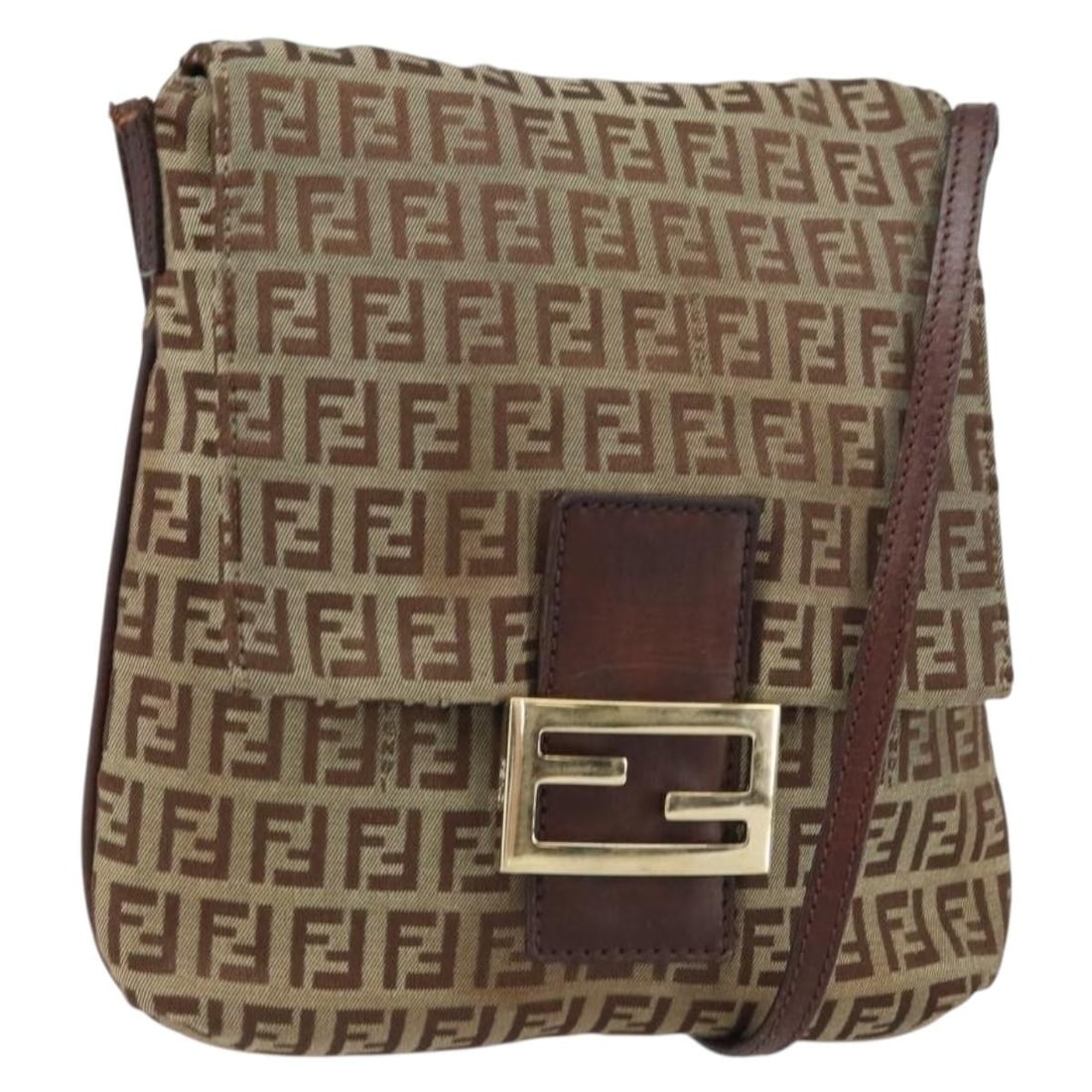 Fendi Mamma Baguette Zucchino Canvas Brown Gold Shoulder Bag from Italy: Fendi Mamma Baguette Zucchino Canvas Brown Gold Shoulder Bag from Italy This FENDI Zucchino Canvas Mamma Baguette shoulder bag features a brown and gold color scheme and is crafted from signature Zucc