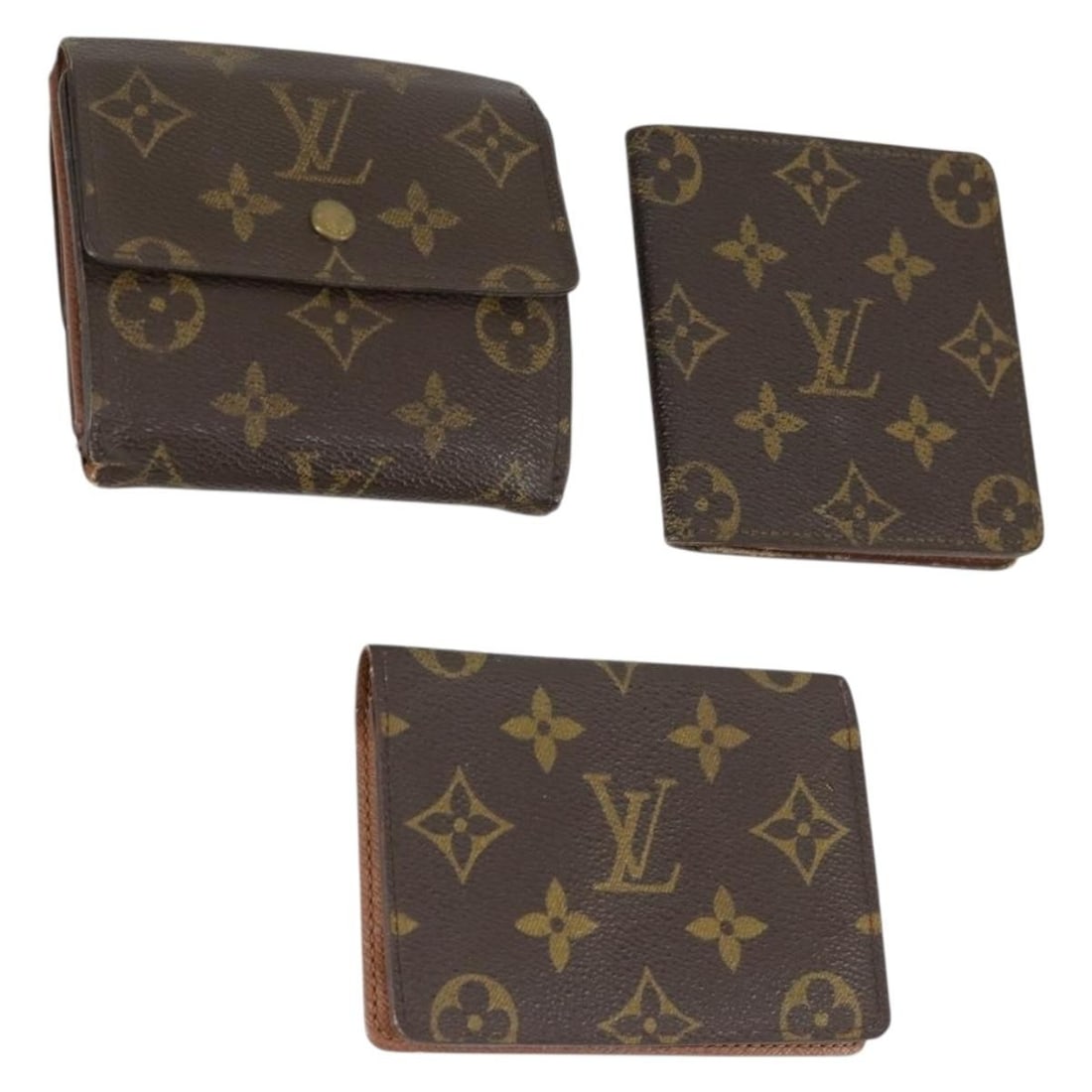 Set of Three Louis Vuitton Monogram Canvas Wallets: Set of Three Louis Vuitton Monogram Canvas Wallets This is a set of three Louis Vuitton wallets featuring the iconic Monogram Canvas design. The set does not include an item box or dust bag, and only