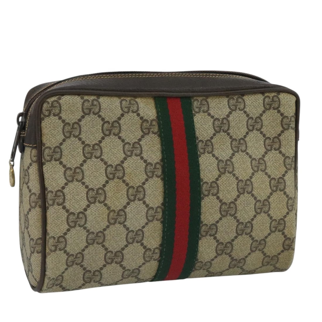 GUCCI GG Supreme Web Sherry Clutch Bag Beige PVC 32 014 3553 Auth Italy: GUCCI GG Supreme Web Sherry Clutch Bag Beige PVC 32 014 3553 Auth Italy Elevate your accessory collection with this authentic GUCCI GG Supreme Web Sherry Line Clutch Bag. Crafted in Italy from durable