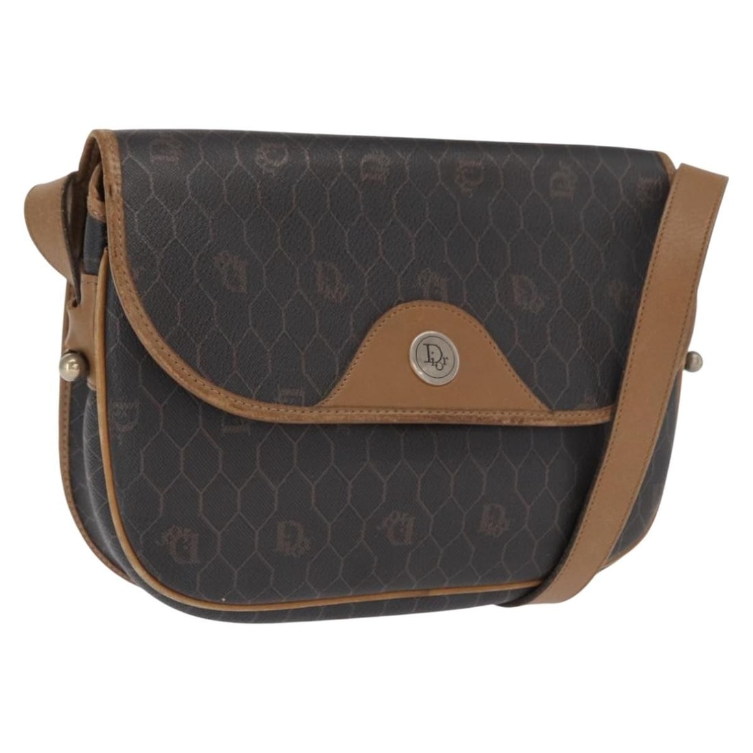 Christian Dior Black Honeycomb PVC Canvas Shoulder Bag Gold Accents: Christian Dior Black Honeycomb PVC Canvas Shoulder Bag Gold Accents This Christian Dior shoulder bag features a black and gold honeycomb canvas design with PVC leather accents. Made in France, it offe